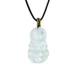 Yogi Protection Amulet Jade Buddha Pendant Necklace Black Cord 16-24 Inch