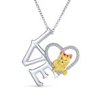 BFF Word Love Heart Pet Animal Dog Pedant Necklace Gold Silver Plated