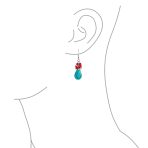 Boho Dangle Gemstone Earrings Coral Turquoise Teardrop - Image 3