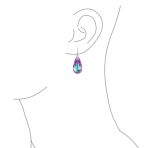 Crystal Blue Green Teardrop Dangle Earrings Prom 925 Sterling Silver - Image 5