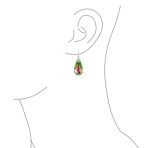 Crystal Blue Green Teardrop Dangle Earrings Prom 925 Sterling Silver - Image 6