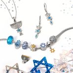 Created Blue Opal Judaica Menorah Star Of David Dangle Earrings Sterling Silver - Image 4