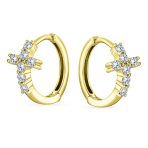 Religious Cubic Zirconia CZ Cross Huggies Mini Hoop Earrings .925 Sterling Silver - Image 4