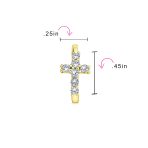 Religious Cubic Zirconia CZ Cross Huggies Mini Hoop Earrings .925 Sterling Silver - Image 8