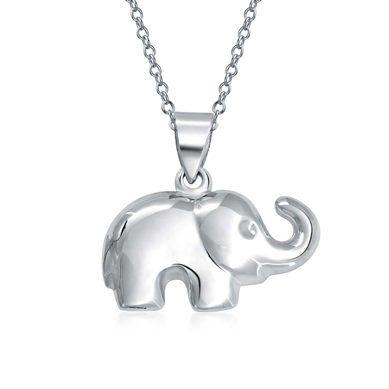 zoo-animal-elphant-pendant-silver-women-sst-pele Lucky Elephant Pendant Necklace in Sterling Silver for Good Luck - Image 1